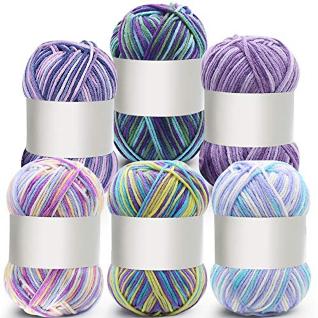 WILLBOND 6 Pcs 50g Crochet Yarn Multi Colored Knitting Yarn Bulk